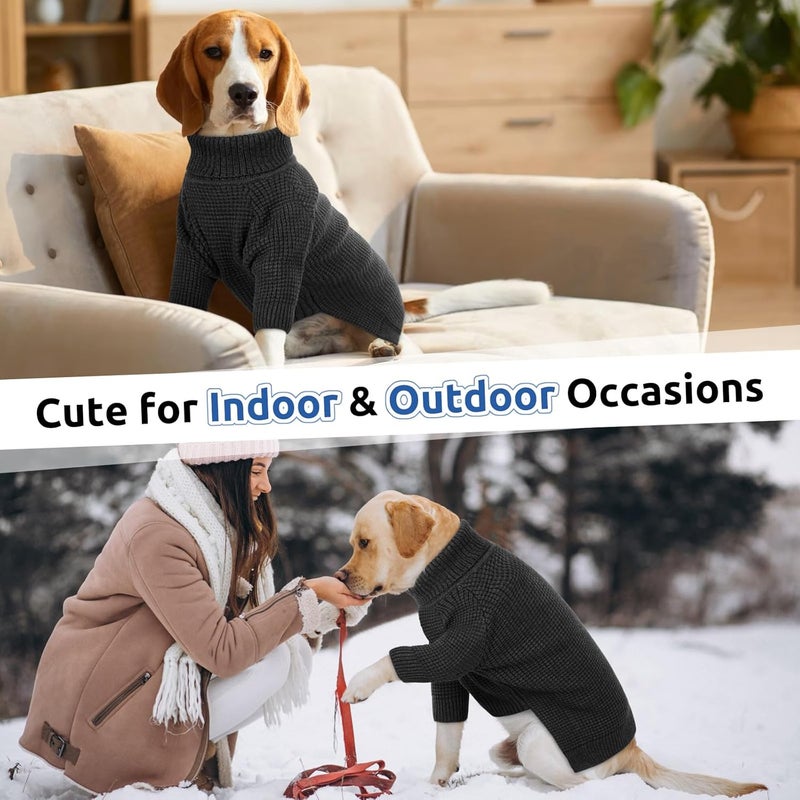 Queenmore Turtleneck Long Sleeve Knitted Sweater with Check Pattern, Warm Dog & Cat Sweater for Small to Large Pets, Charcoal Gray XS - Image 4